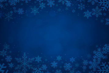 Blue Christmas background with snowflakes