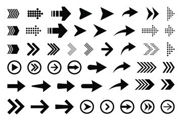Set of new style black vector arrows isolated on white. Arrow vector icon. Arrows vector illustration collection