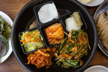 Top view Korean food Kimchi traditional salad