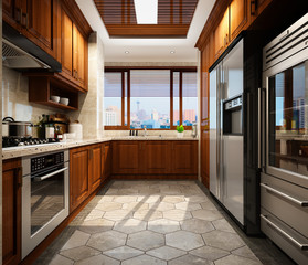 3d render of modern kitchen