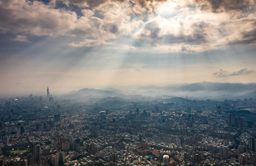 Obraz premium Skyline of taipei city in downtown Taipei, Taiwan.