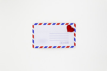 Red heart shape on the air envelope