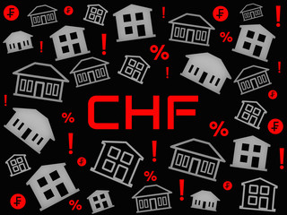 Property bank swiss franc concept news background illustration