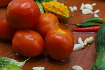 Colorful and Healthy Vegetables on one table.