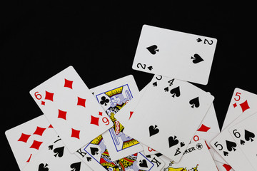 Playing Card with black background, Poker. Blackjack.