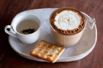 caramel macchiato coffee in the table
