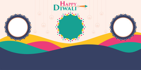 Happy Diwali festival of light in india, Vector illustration