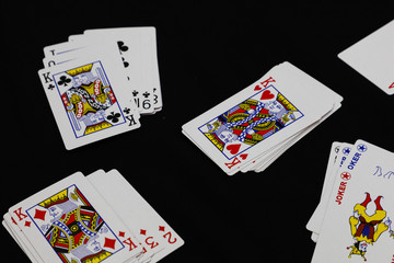 Playing Card with black background, Poker. Blackjack.