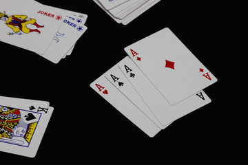 Playing Card with black background, Poker. Blackjack.