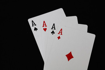 Playing Card with black background, Poker. Blackjack.