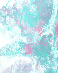 Fototapeta na wymiar Elegant abstract fluid art painting background acrylic pouring technique pink turqouise and white - Illustration
