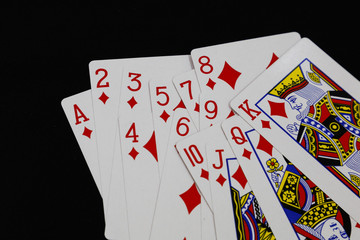 Playing Card with black background, Poker. Blackjack.