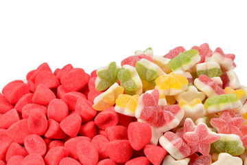 Assorted colorful gummy candies. Top view. Jelly  sweets.
