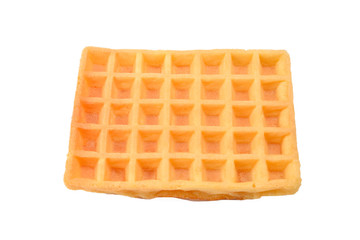 Belgian waffle isolated on white background.