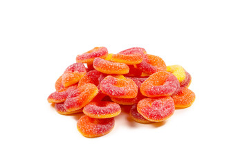 Jelly rings isolated on white background. Orange rings.