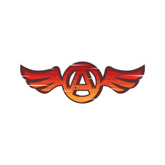 alphabet wing red sign logo brand sign icon