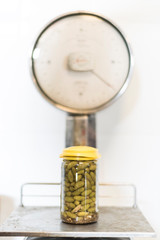 Olives on a scale weight