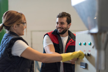 Olives factory, workers talking