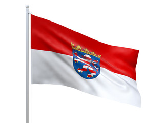 Hesse flag waving on white background, close up, isolated. 3D render