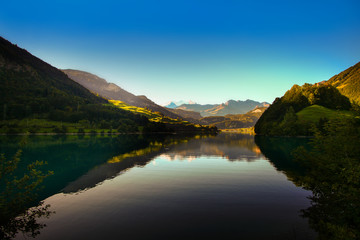 lake lungern Switzerland - famous fishing lake in Switzerland