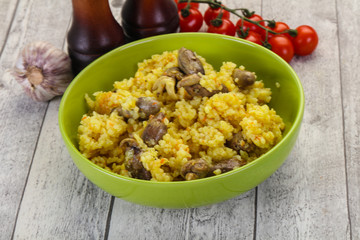 Rice with Chicken hearts