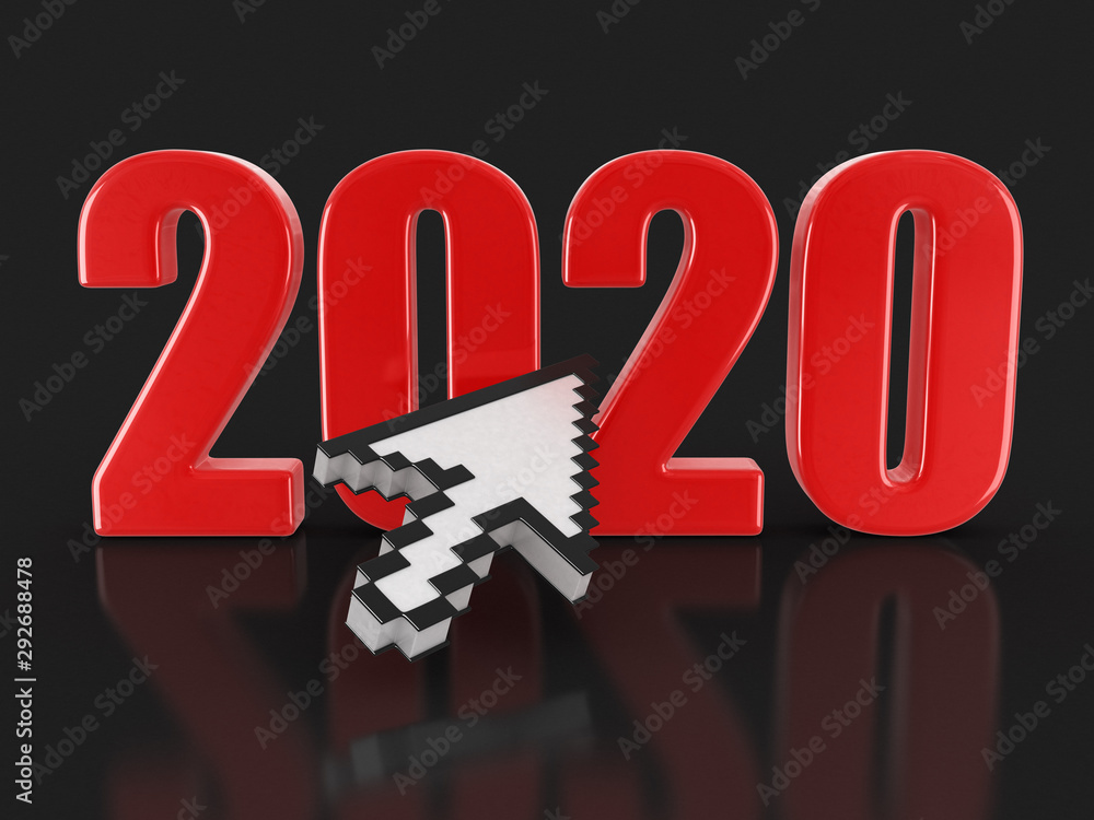 Poster cursor and 2020. image with clipping path
