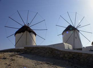 old windmill in santorini island greece