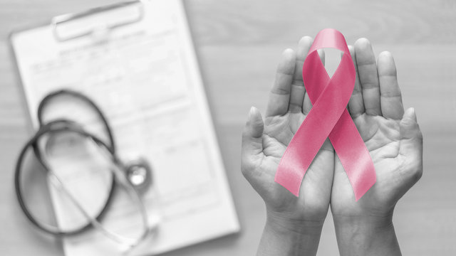 Breast cancer awareness pink ribbon for Wear pink day charity in october month for woman health and patient survivor fighting with breast tumor illness (bow isolated with clipping path)