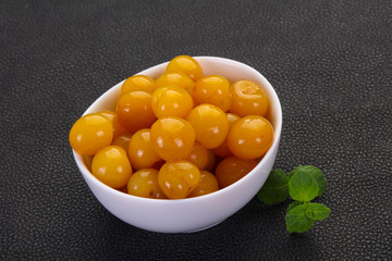 Yellow ripe cherry dessert