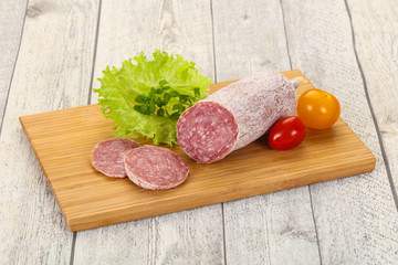 Italian dry Saliami pork sausage