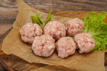 Homemade raw pork minced meatball for cooking