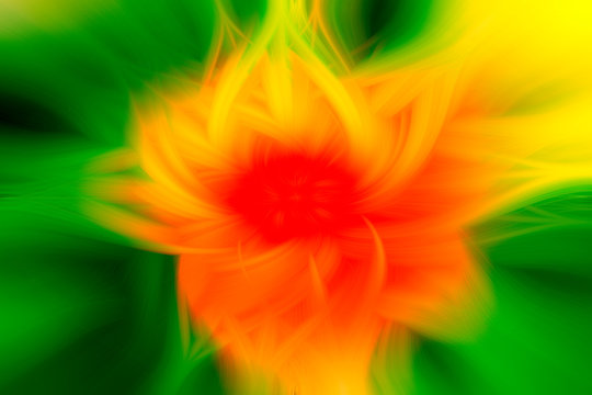 absrtact  green , yellow ,  red  colored digital flower , sun in abstraction ,  background , wallpaper ; leaf