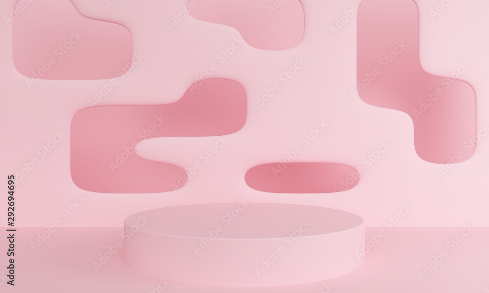Aufkleber geometric pink abstract background with a podium. minimalist backdrop design for product promotion. 