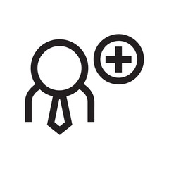 Insert new customer vector icon, add symbol. Simple, flat design for web or mobile app