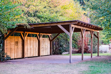 Carport for three vehicles made of wood