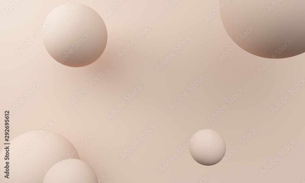 Poster light beige abstract background with balloons. backdrop design for product promotion. 3d rendering