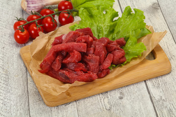 Raw beef meat sliced for cooking
