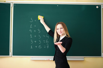 Young teacher in school class