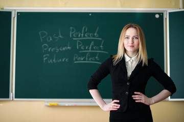 Young teacher in school class