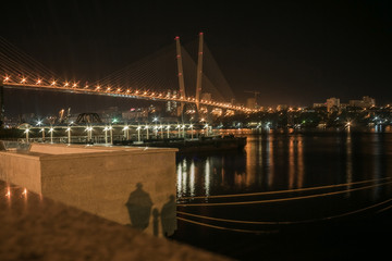 Fototapeta na wymiar Harbor, bridge, Vladivostok.