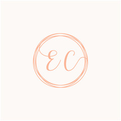 Letter EC logo template, Creative fashion logo design, couple letter , wedding concept -vector