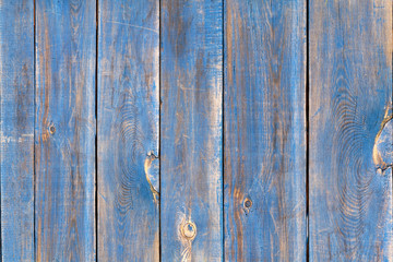 Old painted blue wooden planks, rustic texture, background