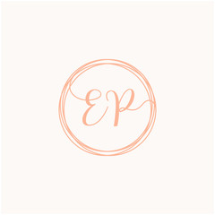 Letter EP logo template, Creative fashion logo design, couple letter , wedding concept -vector