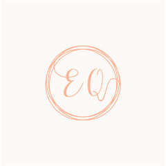 Letter EQ logo template, Creative fashion logo design, couple letter , wedding concept -vector