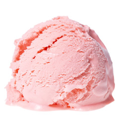 pink berry scoop of sundae ice cream isolated on white background