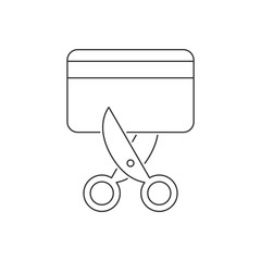 Scissors cut the credit card line icon on white background. Editable stroke