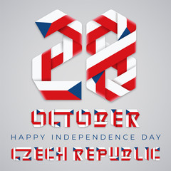 October 28, Czech Republic Independence Day congratulatory design with Czech flag colors. Vector illustration.