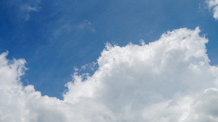 Blue sky background with white clouds.