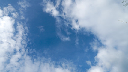 Obraz premium Blue sky background with white clouds.