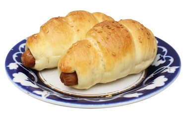 Uzek, Kazakh oriental cuisine. Baking Central Asian peoples on a white background.